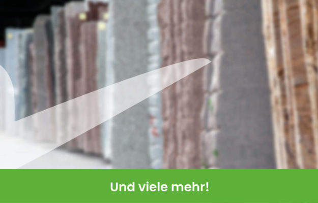 Verschwommenes Bild von Granitarbeitsplatten die aneinander lehnen, Darauf sit ein Haken und unten Drunter steht und viele mehr.